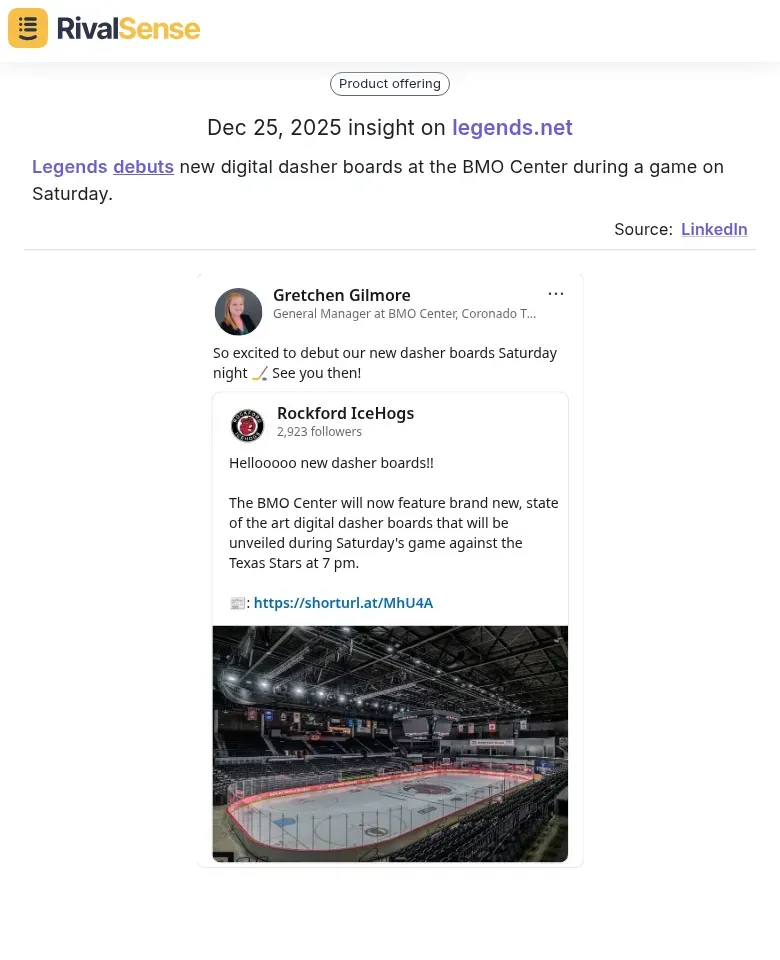 Legends digital dasher boards launch