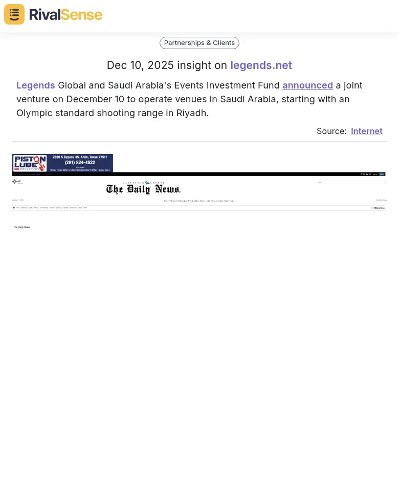 Legends Global joint venture