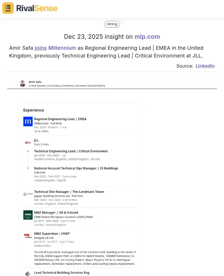 Competitor Insight: Amir Safa's Role Change