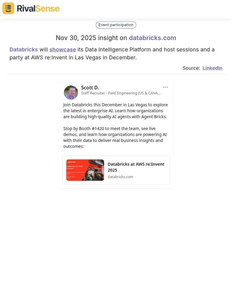 Databricks at AWS re:Invent