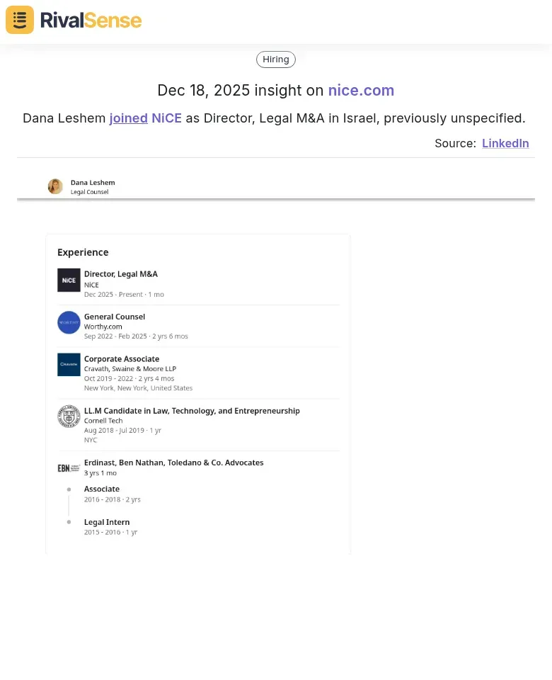 Dana Leshem Joins NiCE