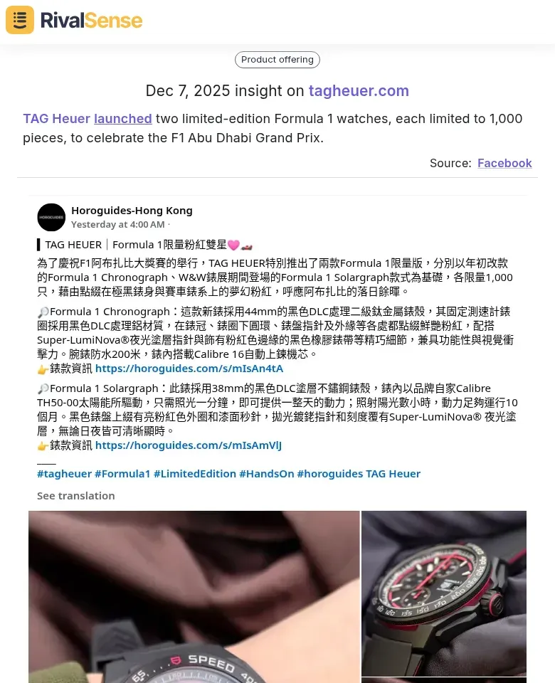 TAG Heuer launched limited-edition F1 watches