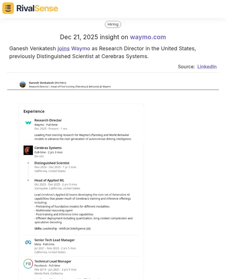 Ganesh Venkatesh joins Waymo