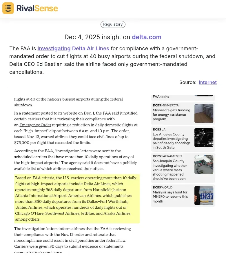 FAA Investigation Delta Air Lines