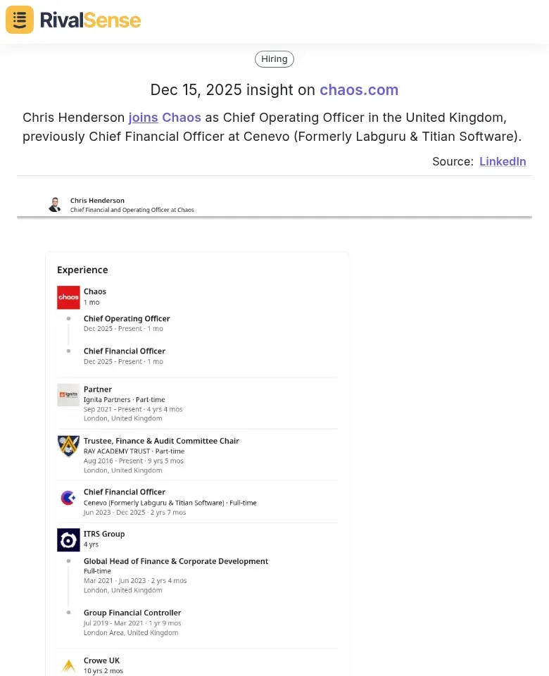 Chris Henderson Joins Chaos