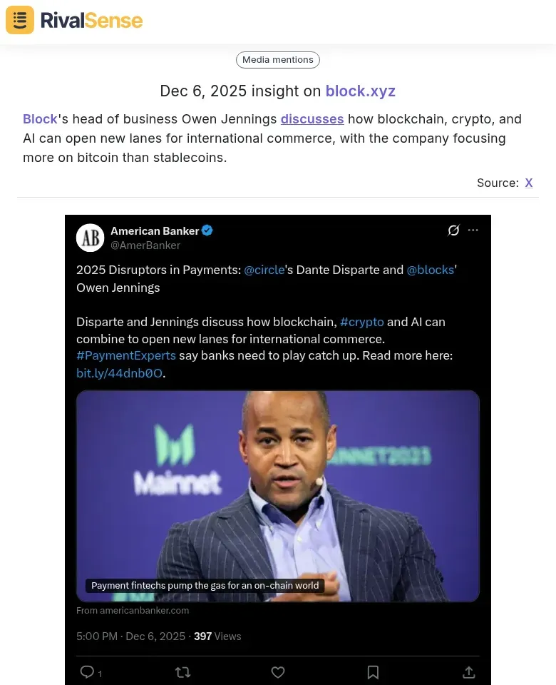 RivalSense Insight: Block's Strategic Focus