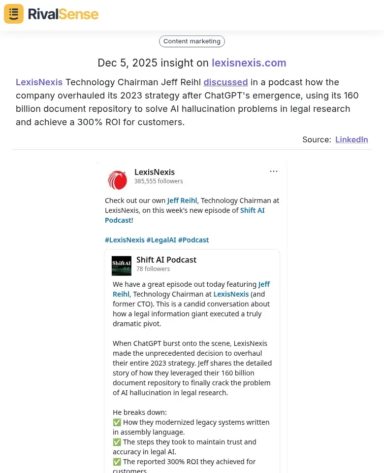 RivalSense Insight: LexisNexis Strategy Overhaul