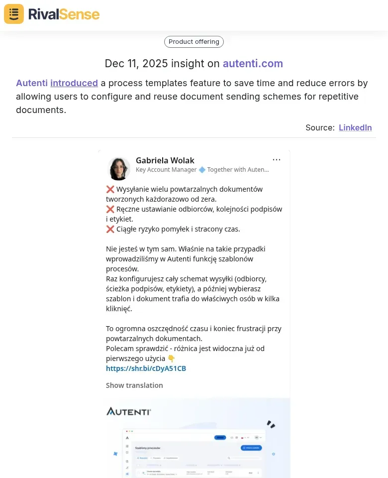 Autenti Process Templates Feature