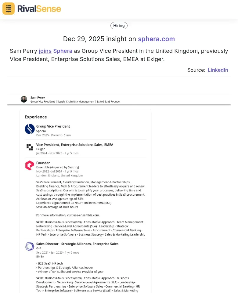 Sam Perry joins Sphera