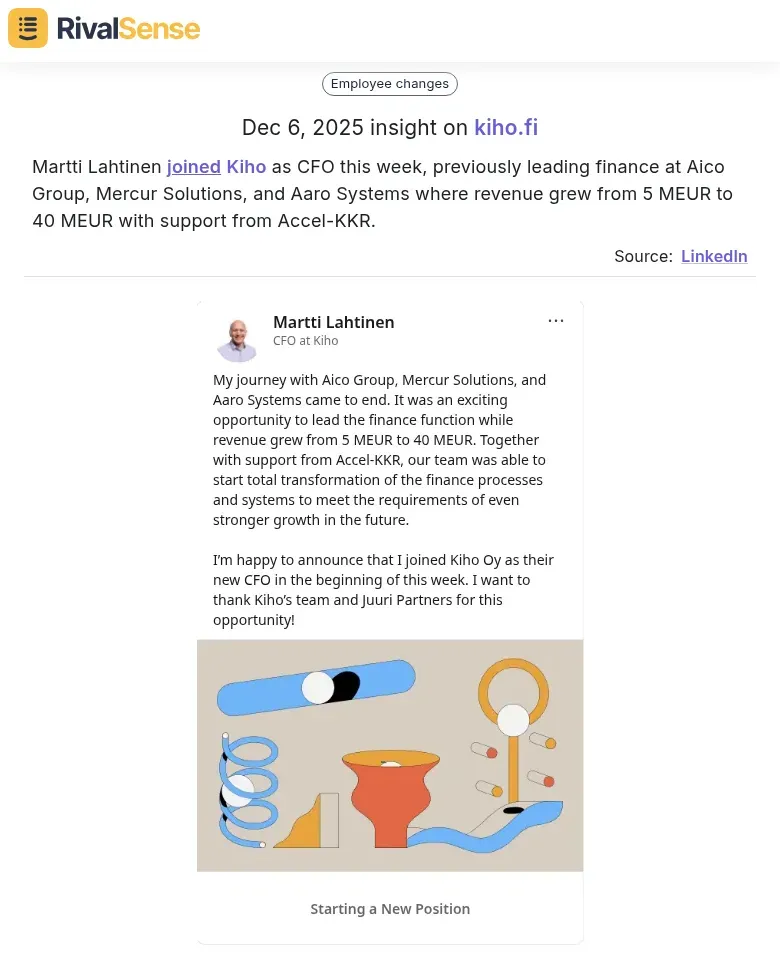 Martti Lahtinen Joins Kiho as CFO