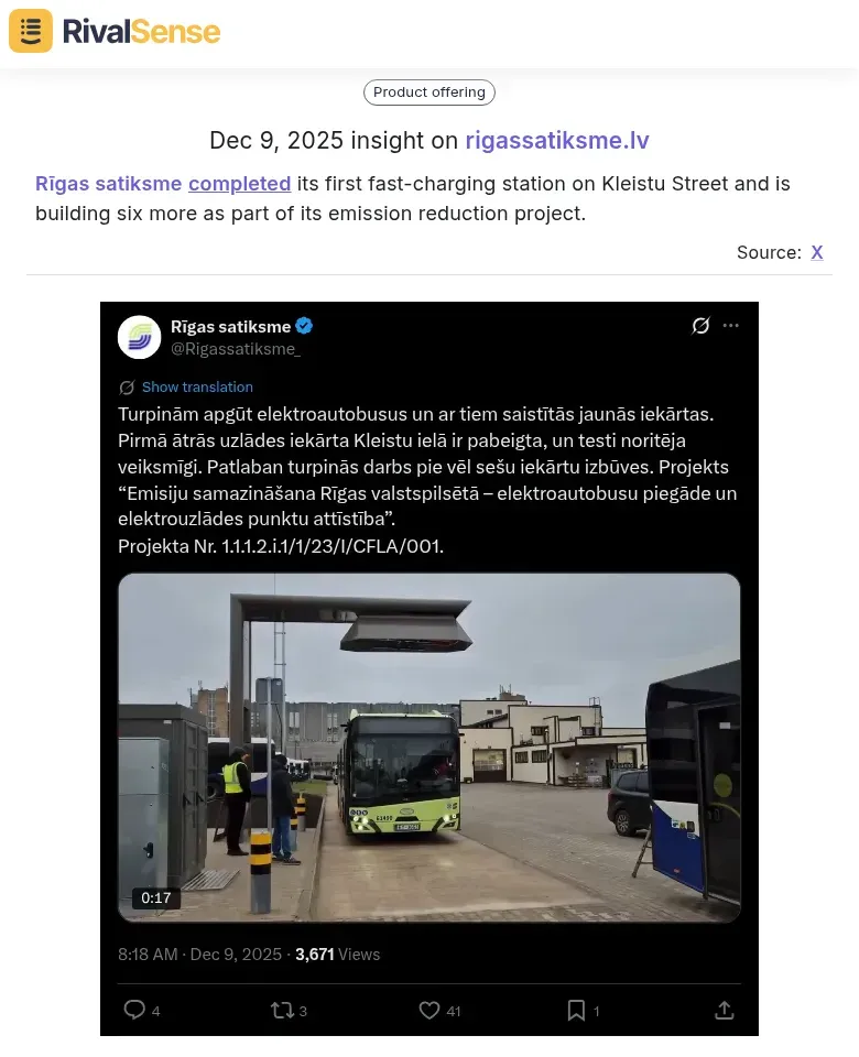 Rīgas satiksme fast-charging station