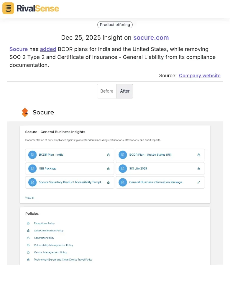 Socure compliance documentation changes