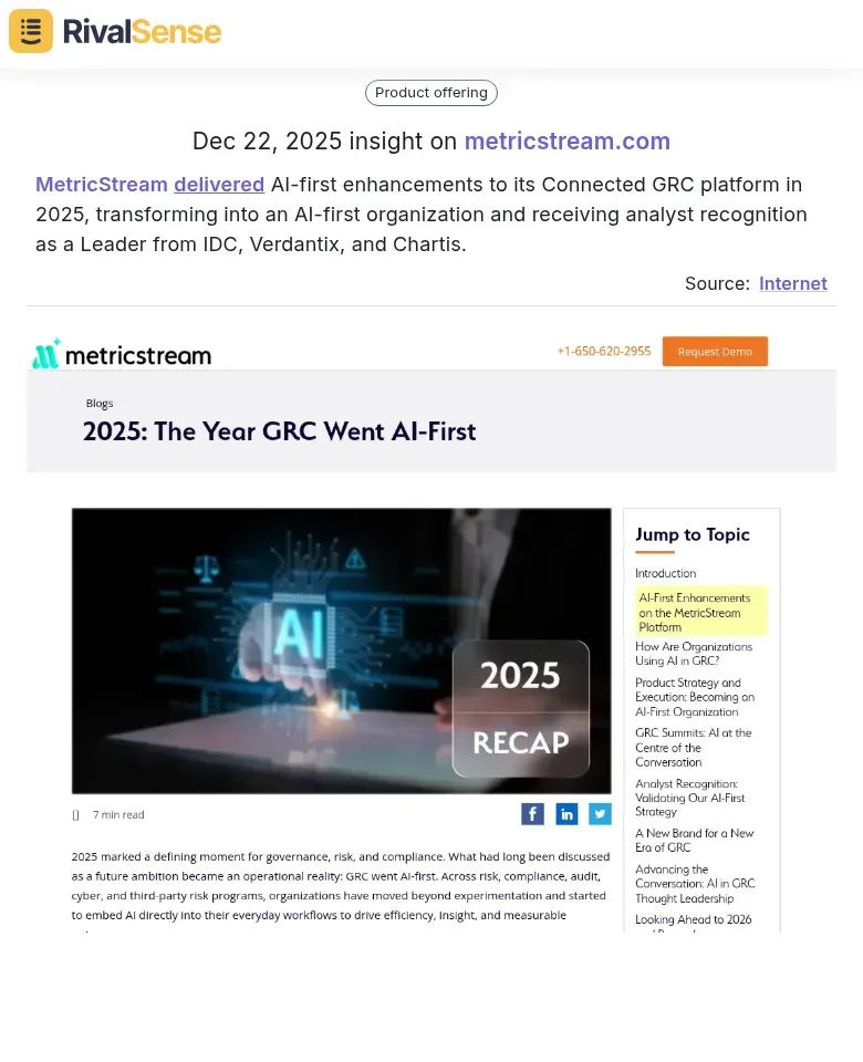 MetricStream AI Enhancements