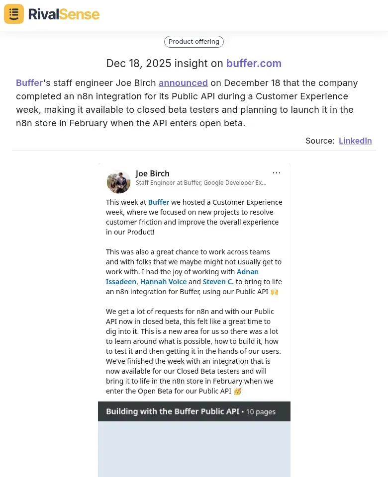 Buffer n8n Integration