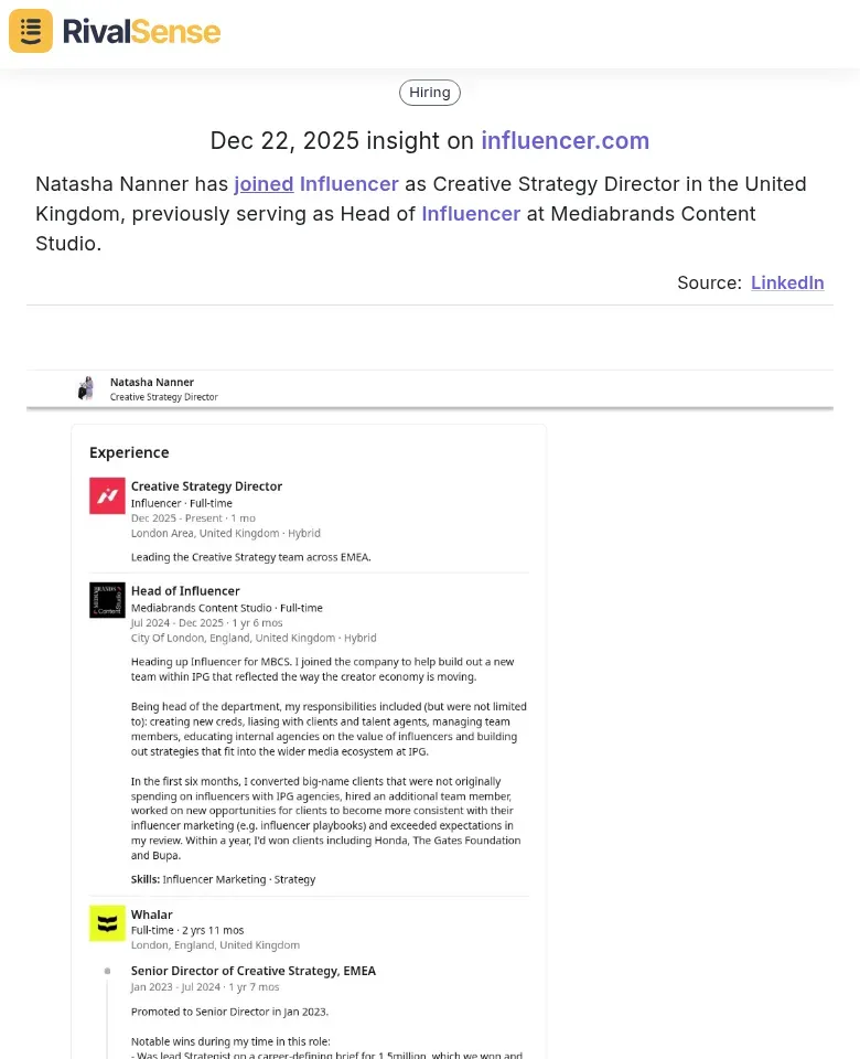 Natasha Nanner joins Influencer