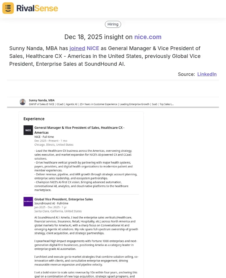 Sunny Nanda joining NiCE