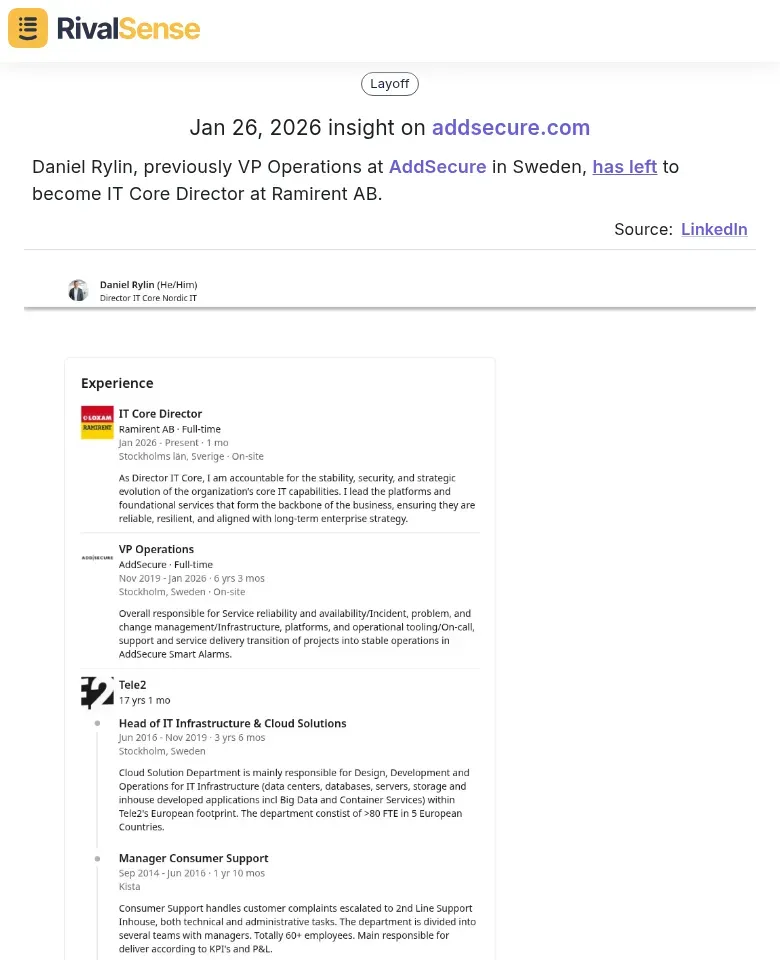 Daniel Rylin's Career Move