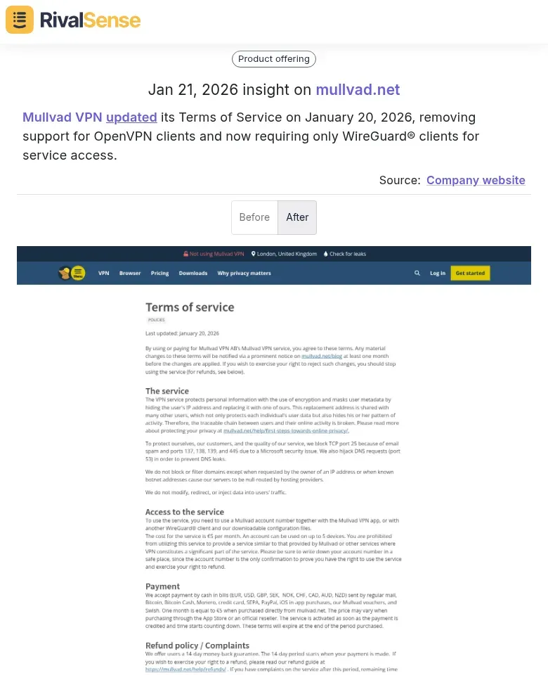 Mullvad VPN ToS Update