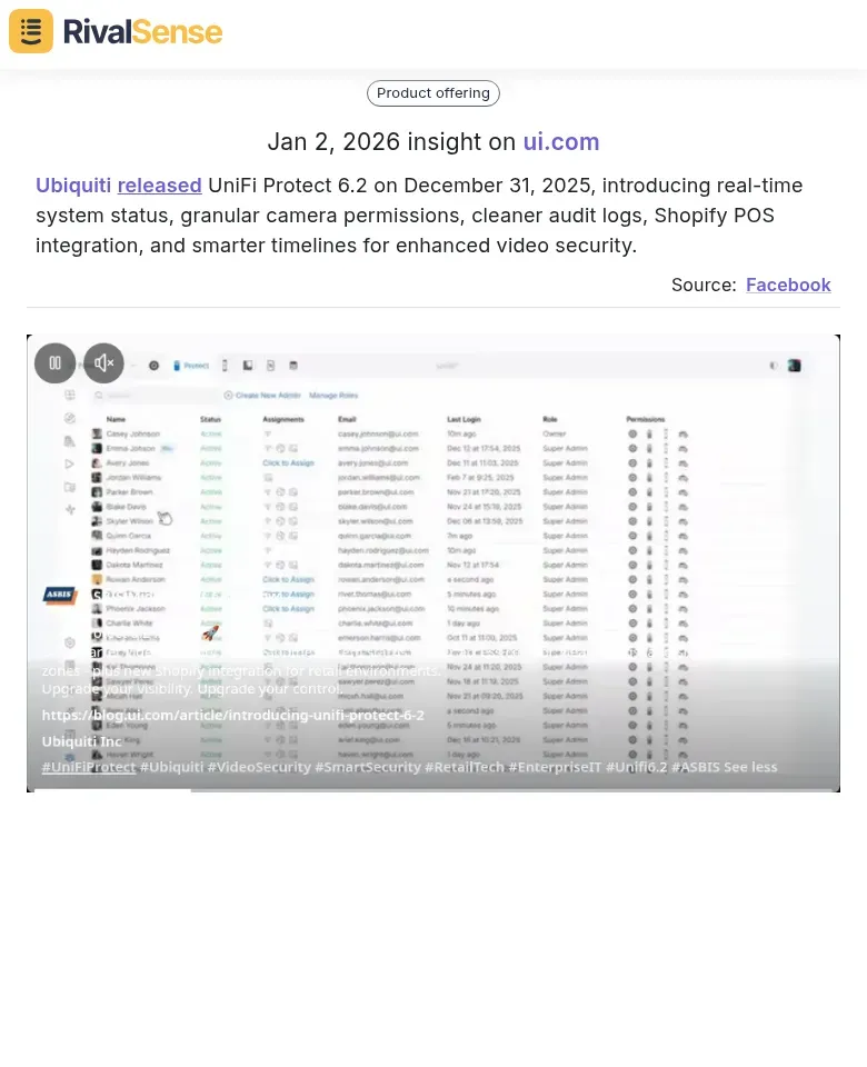 Ubiquiti UniFi Protect 6.2 release