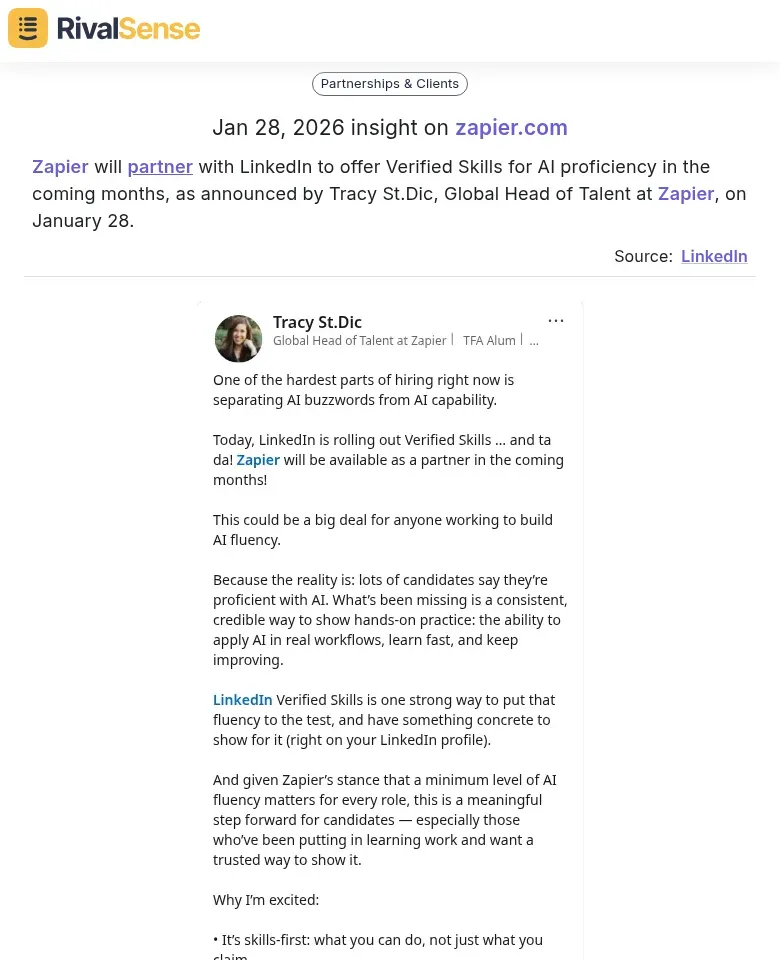 Zapier LinkedIn Partnership Announcement
