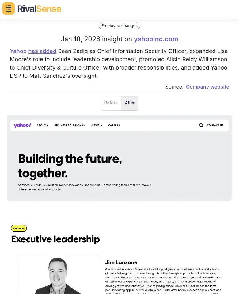 Yahoo Leadership Changes