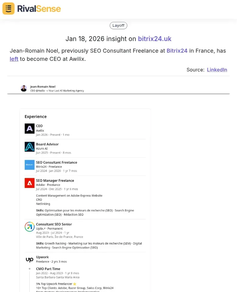 Jean-Romain Noel Career Move