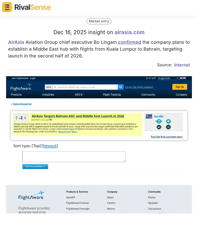 AirAsia Middle East Hub Plans