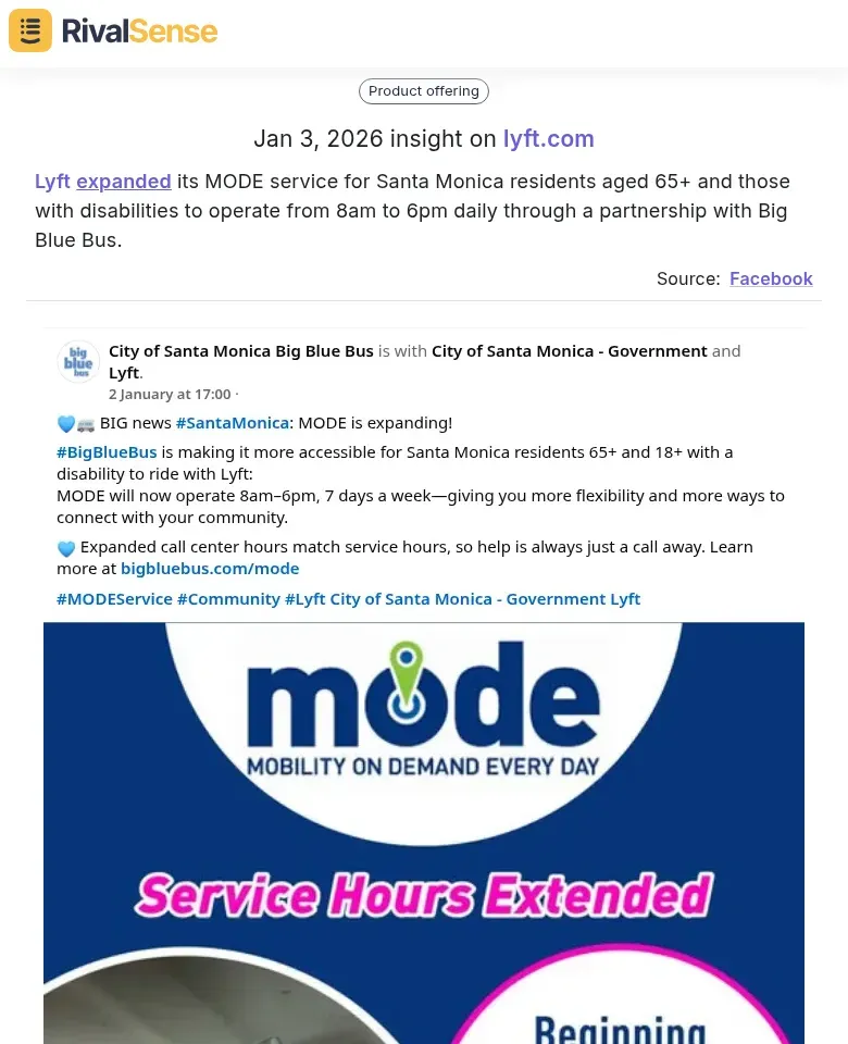 Lyft MODE service expansion partnership