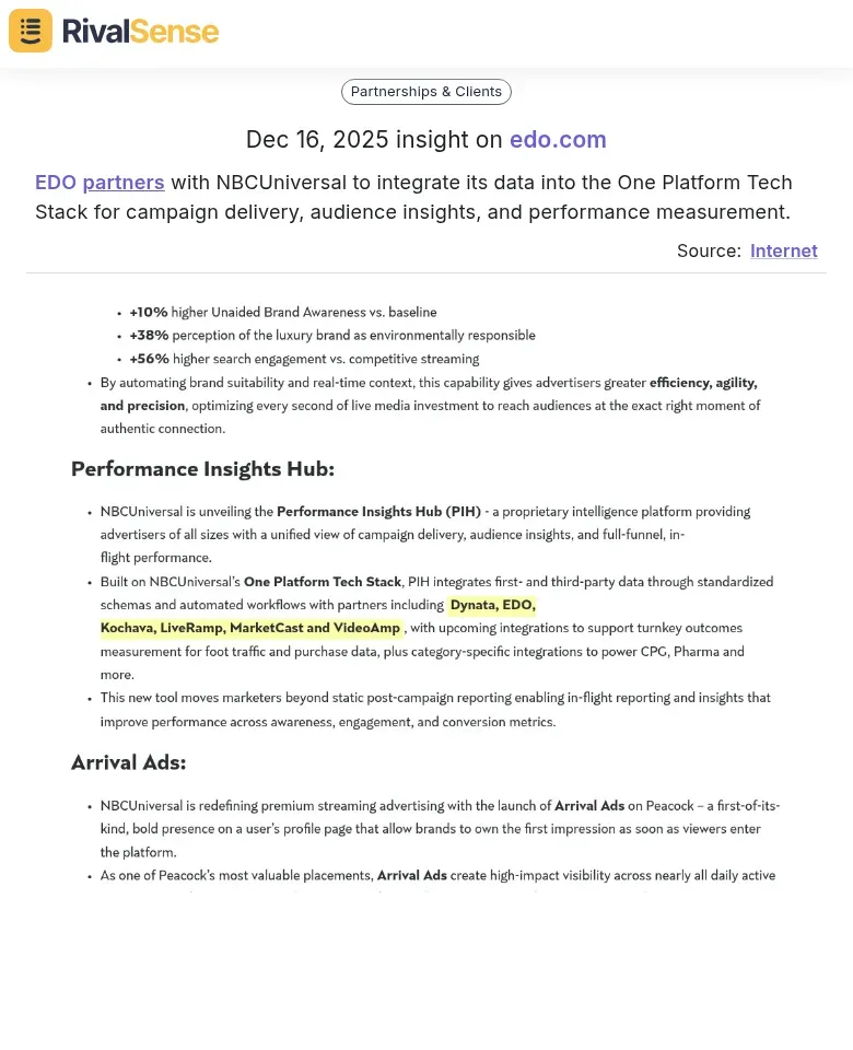 EDO partners with NBCUniversal