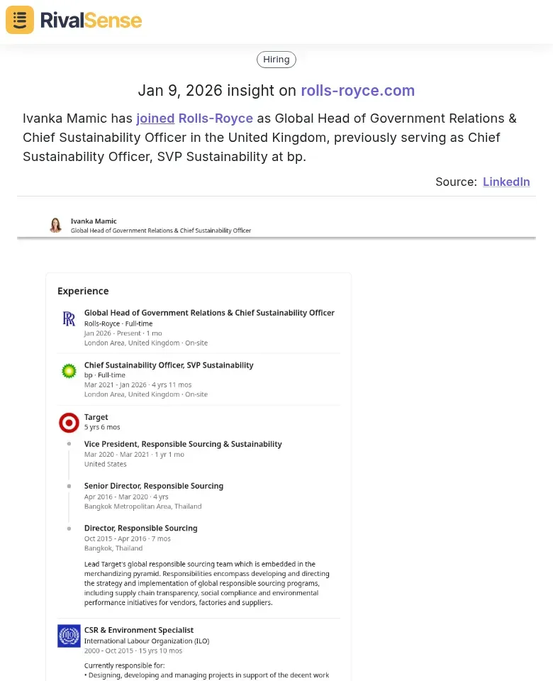 Ivanka Mamic's appointment