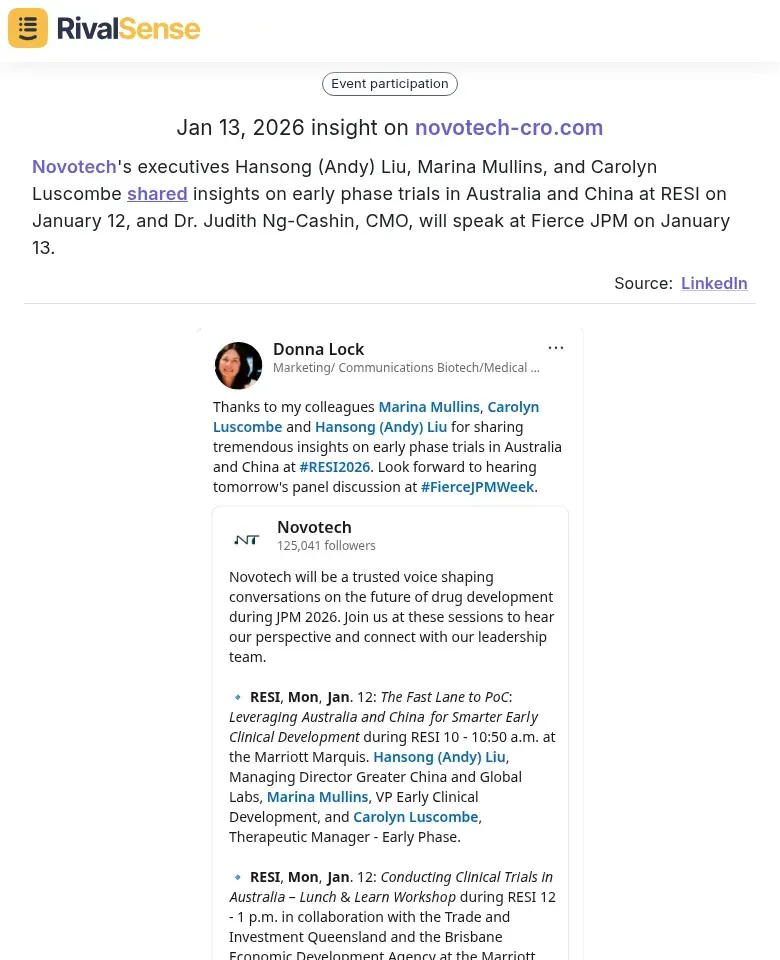 Novotech executives sharing insights at events