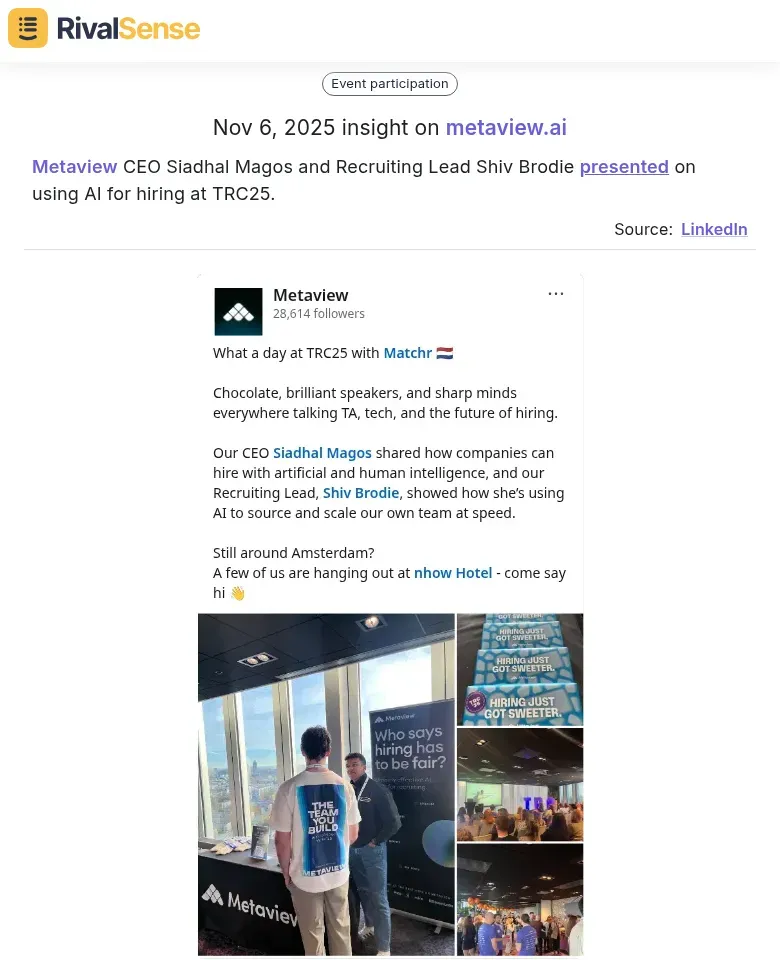 Metaview conference presentation from RivalSense