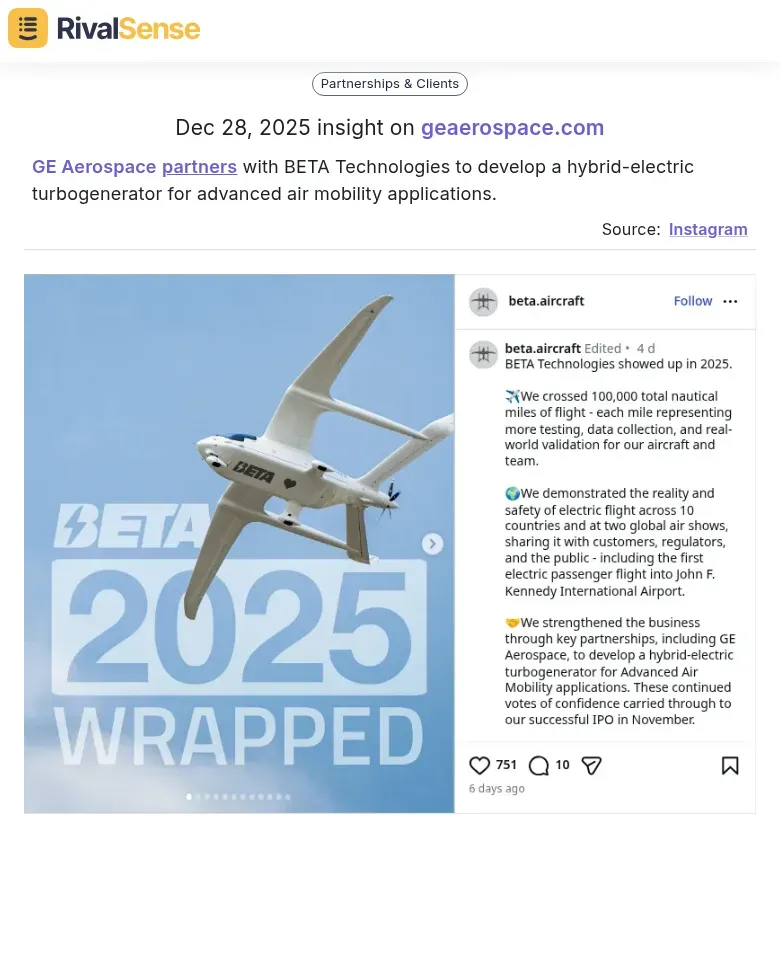 GE Aerospace and BETA Technologies Partnership Announcement