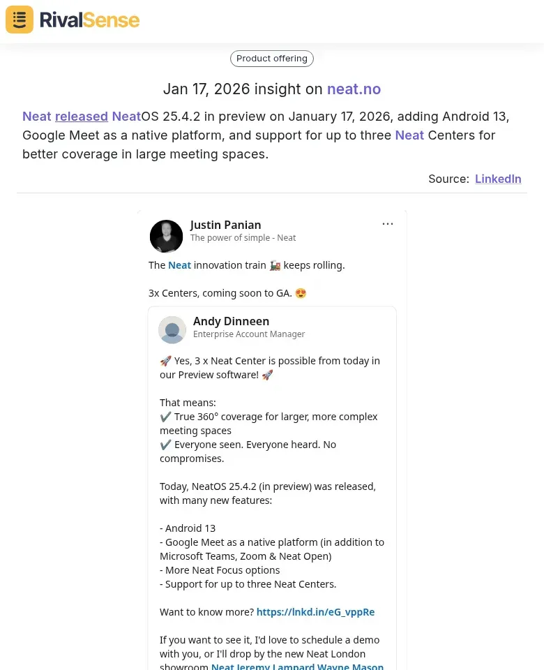 NeatOS 25.4.2 preview with Android 13 and Google Meet