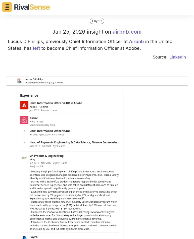 Lucius DiPhillips CIO move from Airbnb to Adobe