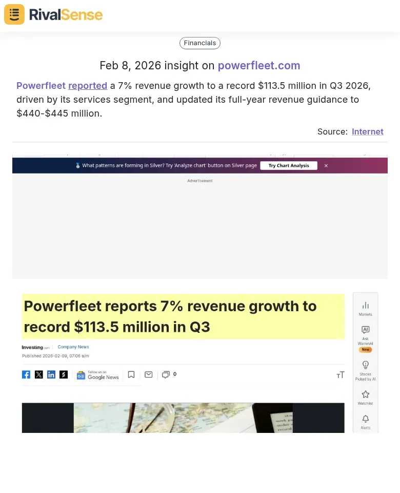 Powerfleet Revenue Growth and Guidance Update