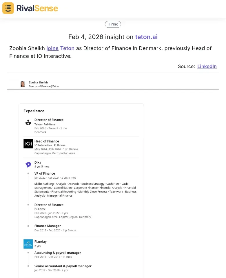 Zoobia Sheikh joins Teton as Director of Finance in Denmark