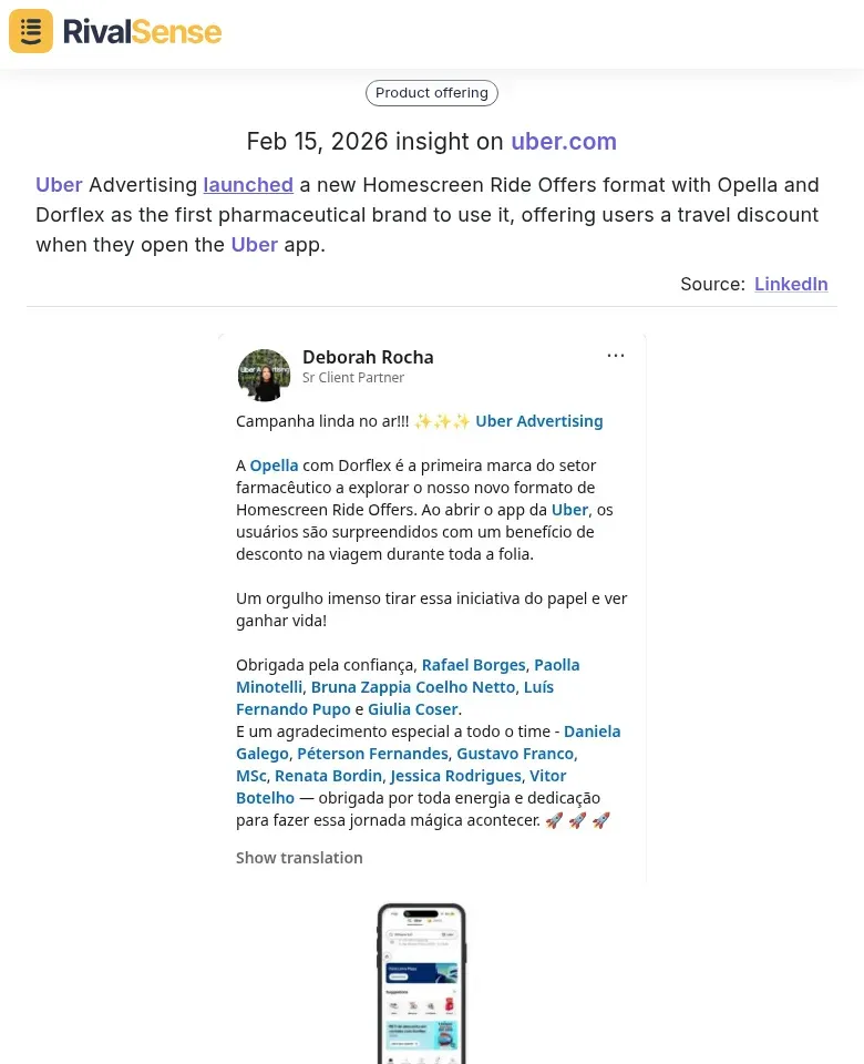 Uber Advertising Homescreen Ride Offers