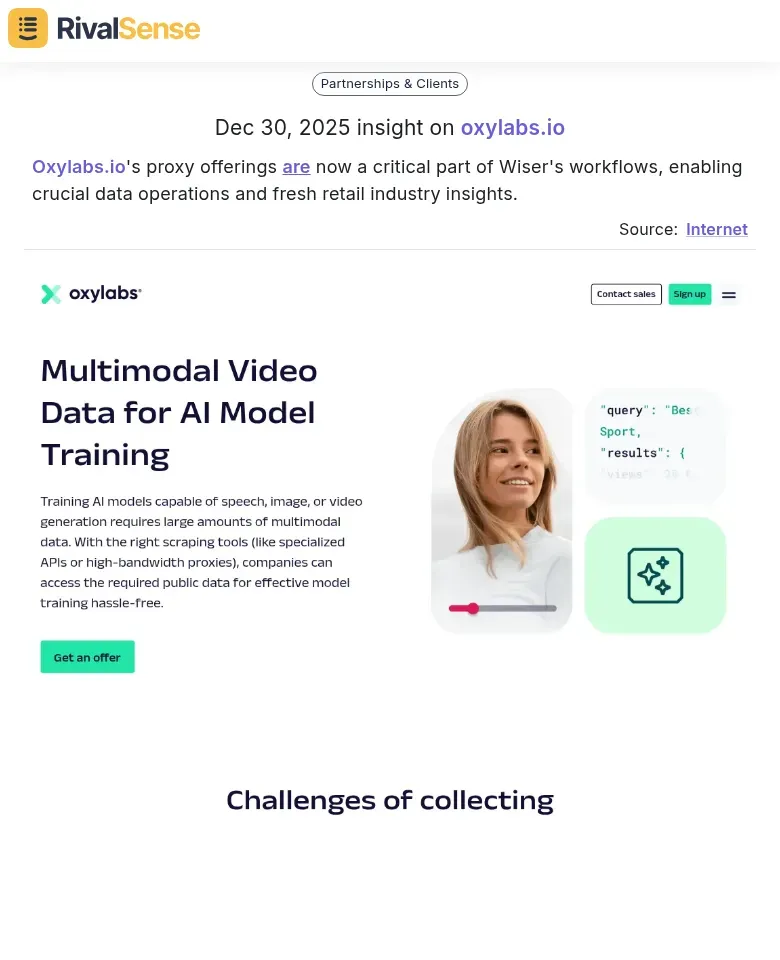 Oxylabs.io's proxy offerings in Wiser's workflows