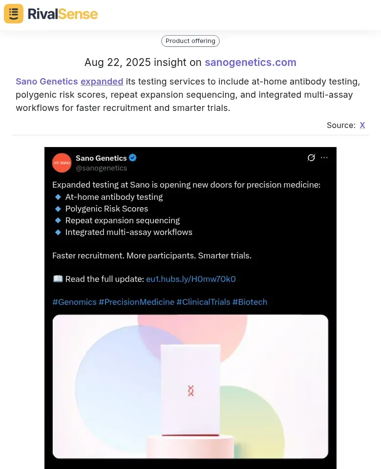Sano Genetics service expansion
