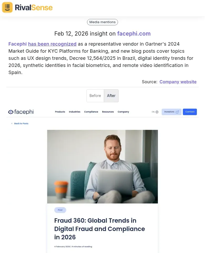 Facephi Gartner Recognition