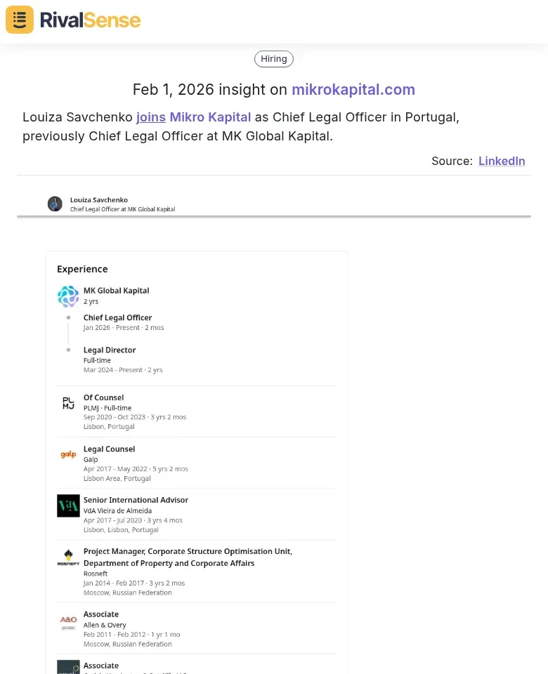 Louiza Savchenko appointment