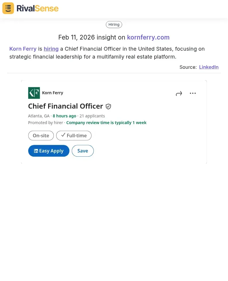 Korn Ferry CFO Hiring