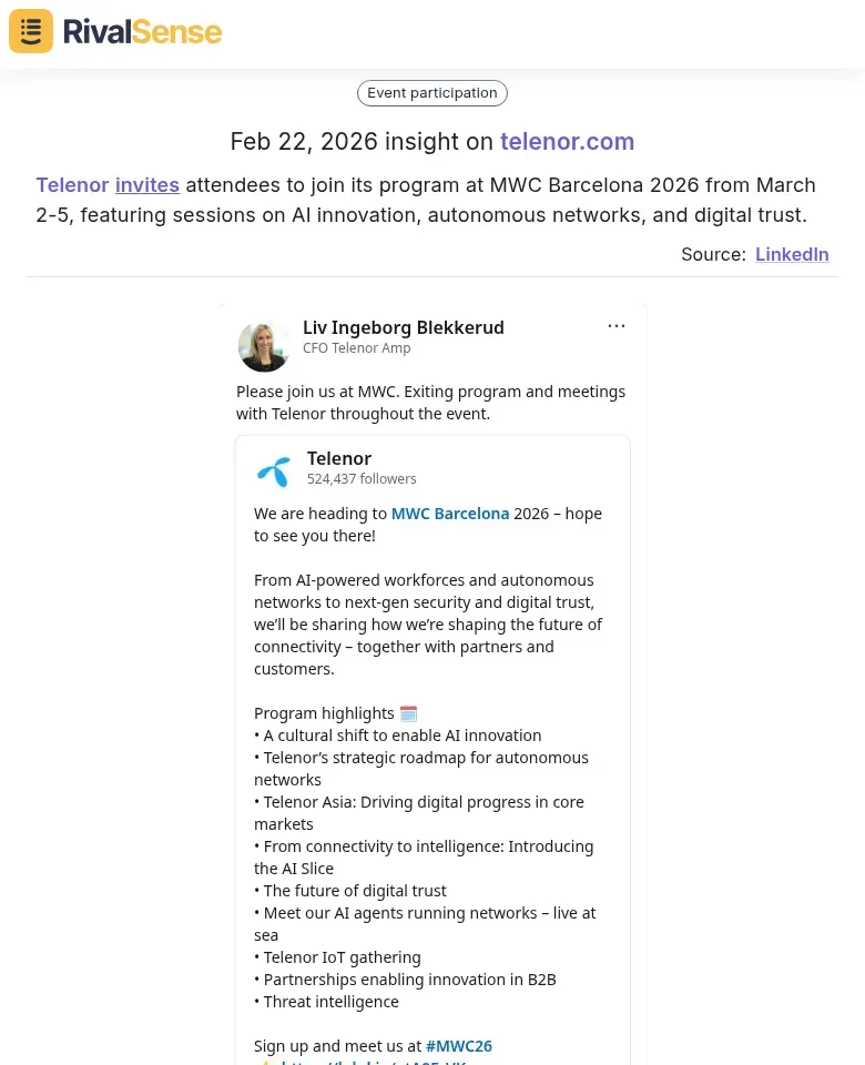 Telenor at MWC Barcelona 2026