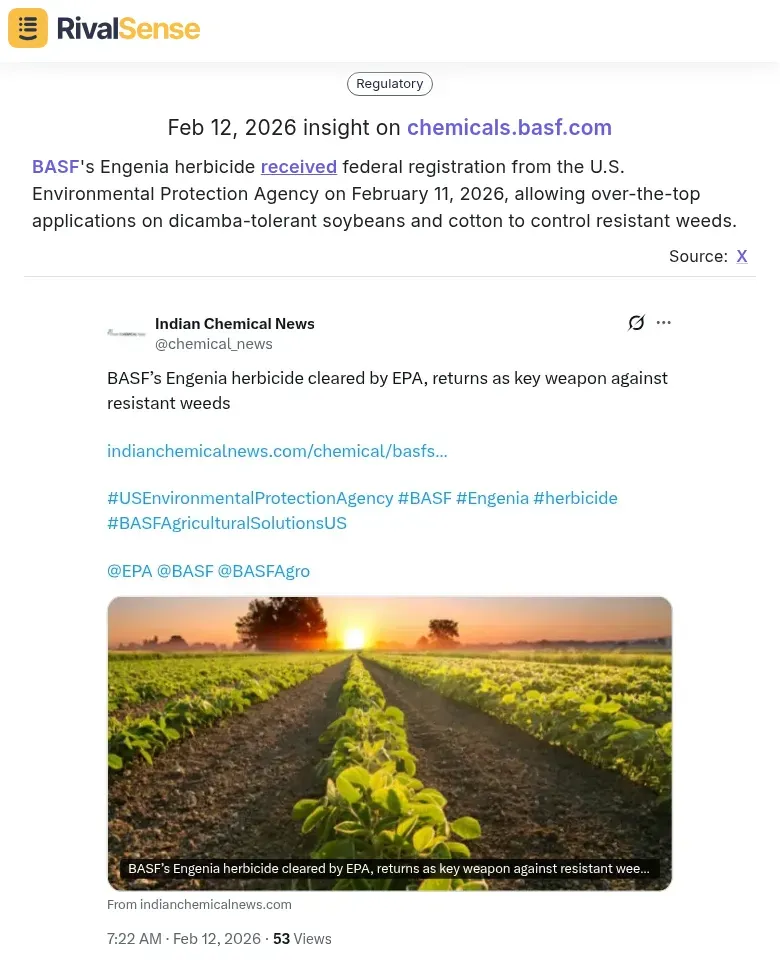 BASF Regulatory Approval