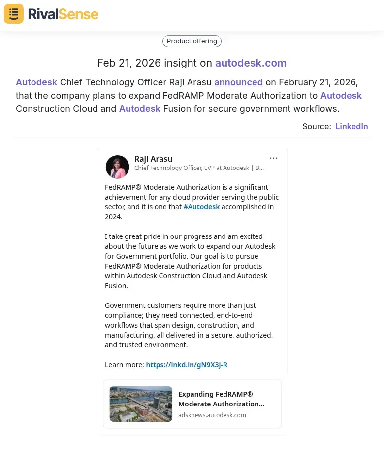 Autodesk's FedRAMP expansion announcement