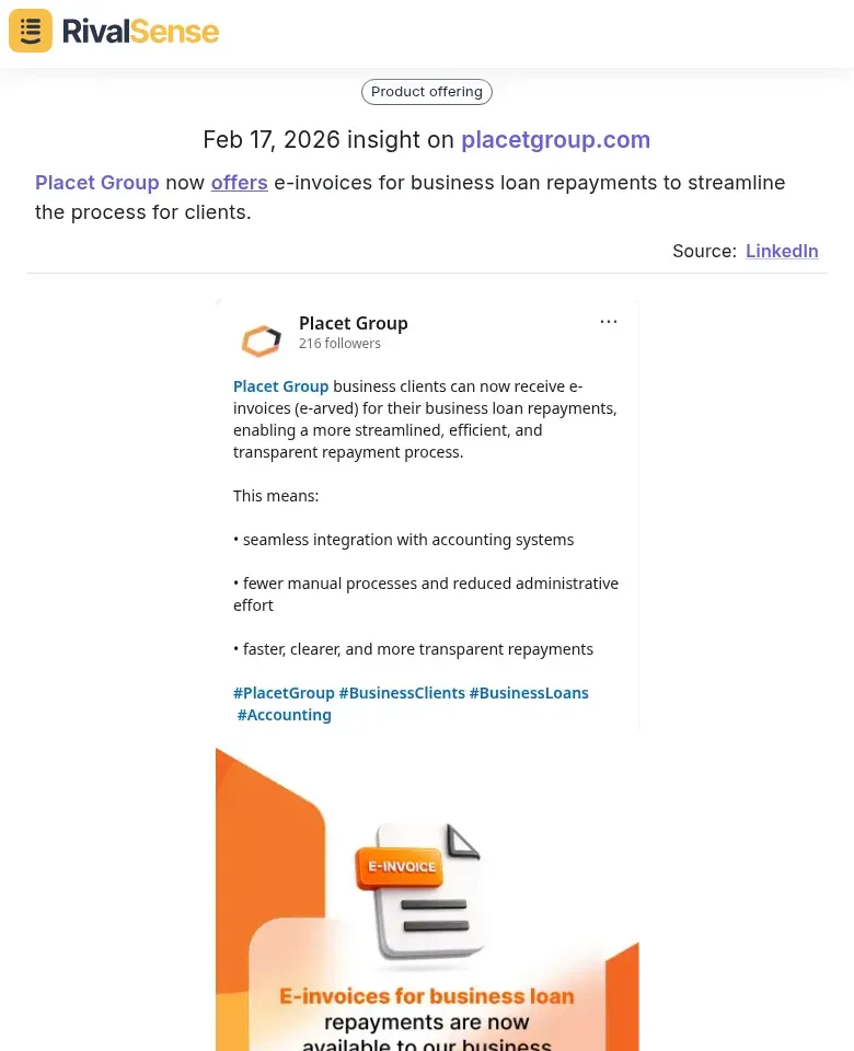 Placet Group e-invoicing update
