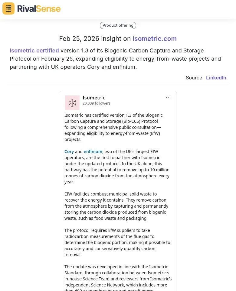 Isometric certification update