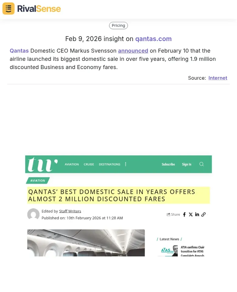 Qantas Domestic Sale