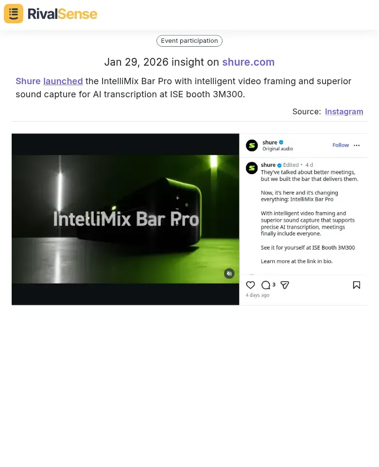 Shure Product Launch at ISE